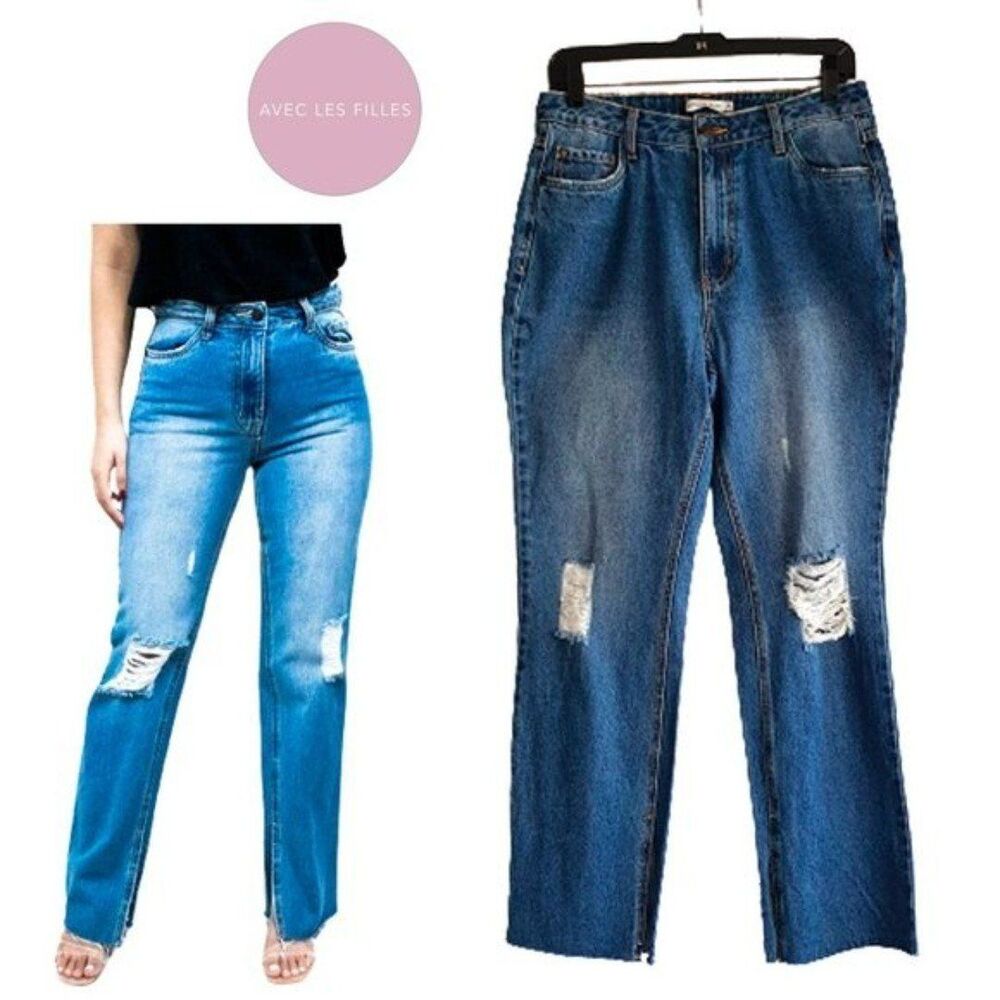 AVEC LES FILLES Anthro NEW Skater Distress Faded/Whiskered Crop Leg Jean 29